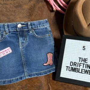 Upcycled Denim Mini Skirt with Westetm Themed Patches